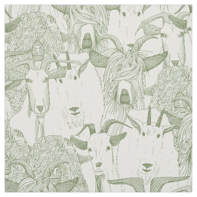 just goats thyme green quarter pearl fabric (Swatch)