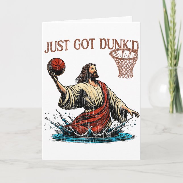 Just Got Dunked Funny Baptism Jesus Christian Bask Card (Front)