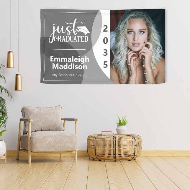 Just Graduated Modern Photo Gray Custom Banner (Creator Uploaded)