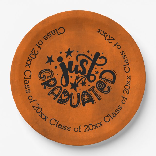 Just Graduated - Orange Paper Plates (Front)