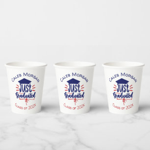 Just Graduated Red & Blue Personalized  Paper Cups