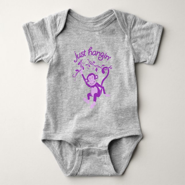 Just hangin' funky monkey animal baby apparel baby bodysuit (Front)