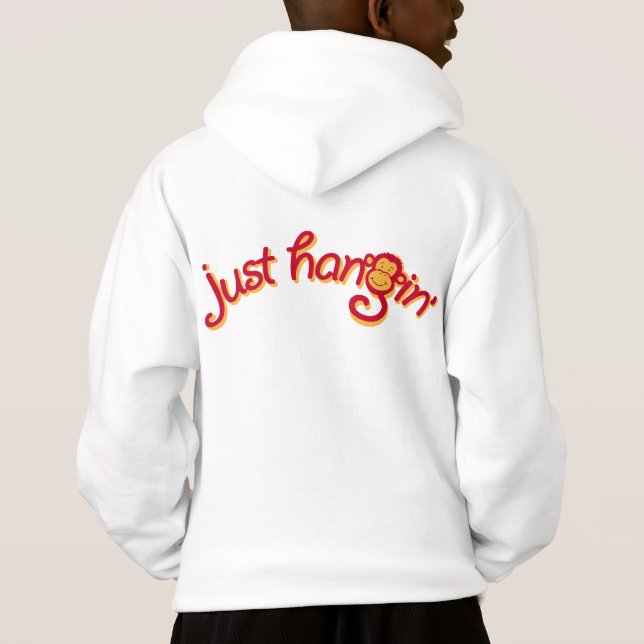 Just hangin' funky red monkey graphic hoodie (Back)