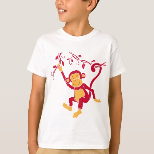 Just hangin funky red monkey graphic tee