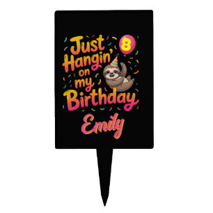 Just Hangin' on My Birthday Sloth Unisex Cake Topper