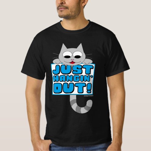 JUST HANGIN OUT Cute Cartoon Cat T_Shirt