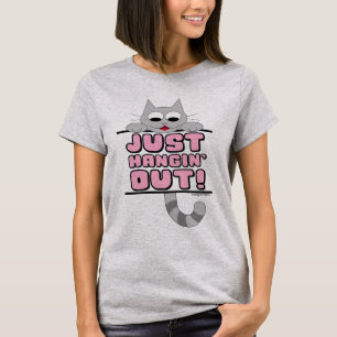 JUST HANGIN' OUT! Cute Cat Pink T-Shirt