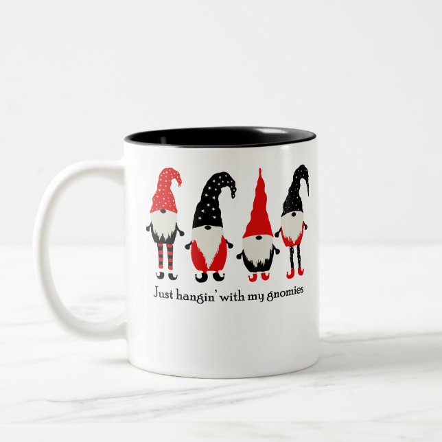 just hangin' with my gnomies Two-Tone coffee mug (Left)