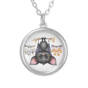 Just hanging around, Bats Silver Plated Necklace