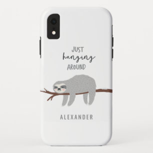 Just hanging around fun bright cartoon sloth iPhone XR case