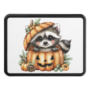 Just hanging around, Playful Raccoon In Pumpkin Hitch Cover