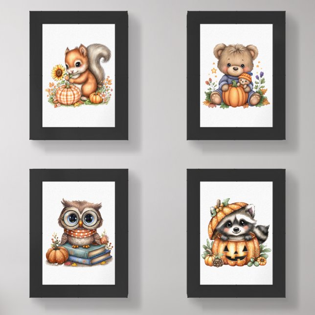Just hanging around, Pumpkins & Cute Animals Wall Art Sets (Front)