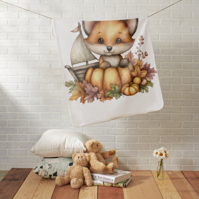Just hanging around, Pumpkins, Foxes & Teddy Bears Baby Blanket (In Situ)
