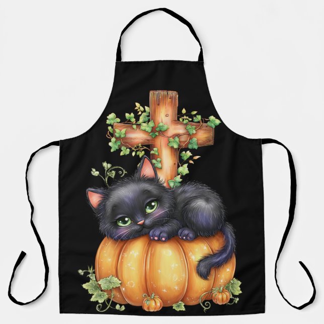 Just hanging around, Resting Kitten In Pumpkin Apron (Front)