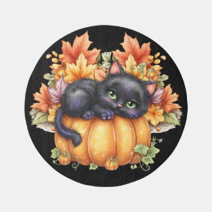 Just hanging around, Resting Kitten In Pumpkin Outdoor Rug