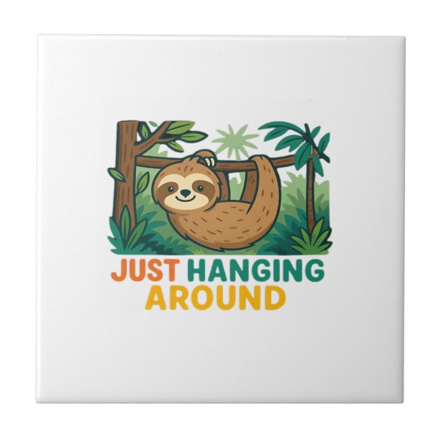 Just Hanging Around (Sleepy Sloth) Essential T-Shi Ceramic Tile (Front)