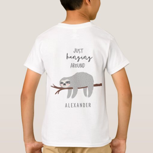 T-shirt Bébé Paresseux "Just Hangin' Pun" - Gris - Taille Toddler - 100% Coton