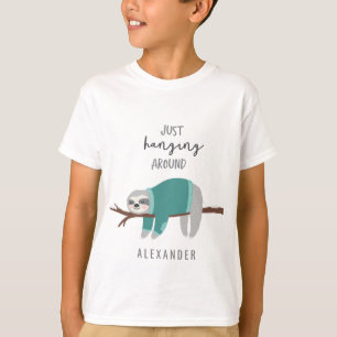 Just hanging around sloth teal T-Shirt