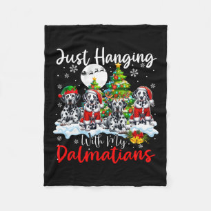 Just Hanging With My Dalmatians Xmas Three Santa D Fleece Blanket