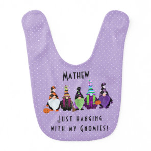 Just Hanging With My Gnomies Personalized 2 Sided Baby Bib