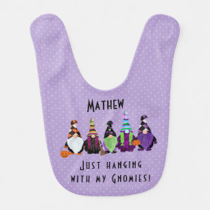 Just Hanging With My Gnomies Personalized 2 Sided  Baby Bib