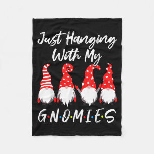 Just Hanging With My Gnomies Shirt, Christmas Gnom Fleece Blanket