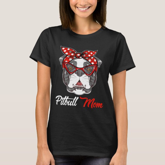 Just Hanging With Pitbull Mom Wear Bandana T-Shirt (Front)