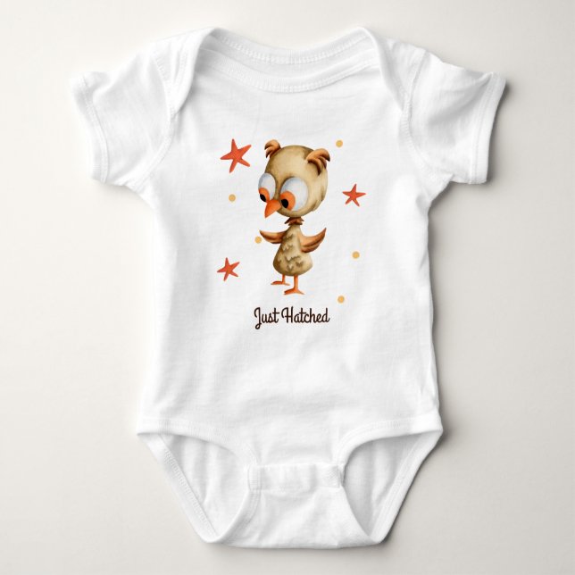 Just Hatched Brown Owl Newborn Baby Bodysuit (Front)
