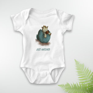 Just Hatched Cute Baby Dragon Newborn Illustration Baby Bodysuit