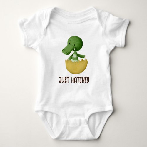 Just Hatched Cute Green Baby Crocodile in Egg Baby Bodysuit