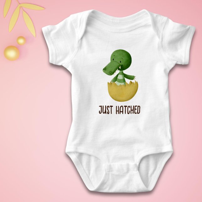 Just Hatched Cute Green Baby Crocodile in Egg Baby Bodysuit (Creator Uploaded)