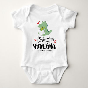 Just Hatched Green Dinosaur - Loved by Grandma Baby Bodysuit