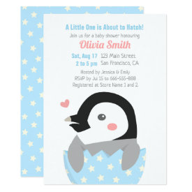 Just Hatched Little Penguin Baby Shower Invitation