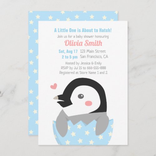 Just Hatched Little Penguin Baby Shower Invitation