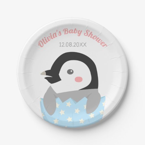 Just Hatched Little Penguin Baby Shower Paper Plates