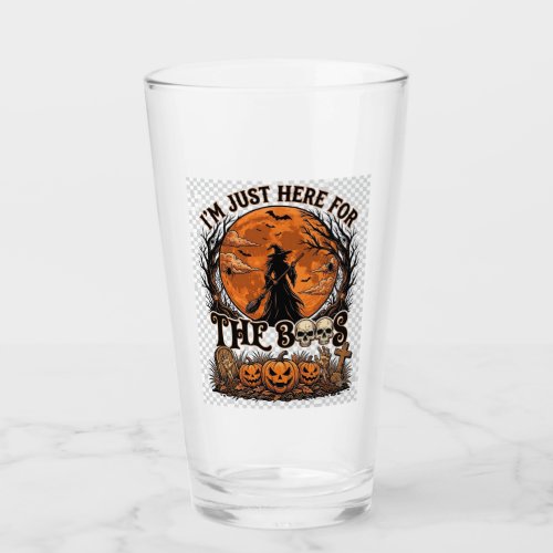 Just Here Boos Halloween Witch Moon Pumpkins_1 Glass