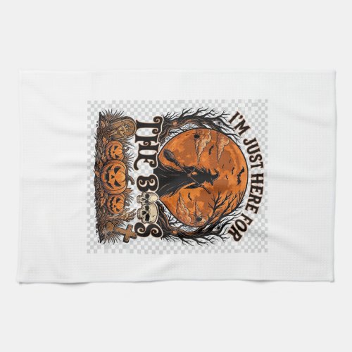 Just Here Boos Halloween Witch Moon Pumpkins_1 Kitchen Towel