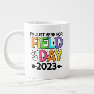 Just Here For Field Day 2023 Peace Sign Teacher Giant Coffee Mug