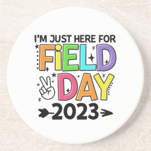 Just Here For Field Day 2023 Peace Sign Teacher St Coaster