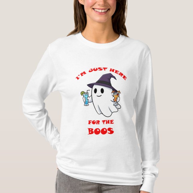 Just Here For The Boos - Funny Ghost Halloween Pa T-Shirt (Front)
