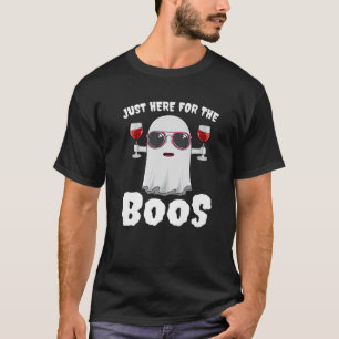 Just Here For The Boos Funny Halloween Ghost Wine T-Shirt