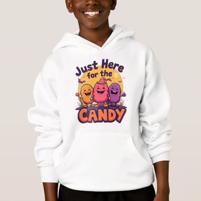 Just Here for the Candy – Funny Halloween Quote De Hoodie (Front)