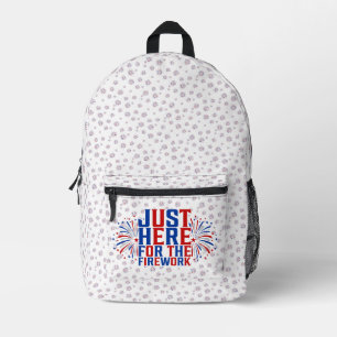 Just Here For The Fireworks Funny For Couple Printed Backpack