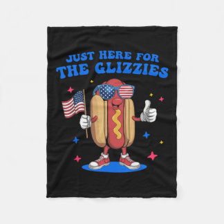 Just Here For The Glizzies Funny Fourth Of July Wi Fleece Blanket