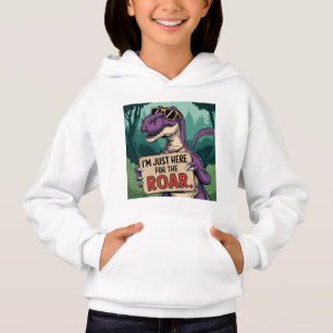 Just Here for the Roar - Retro Dinosaur Hoodie