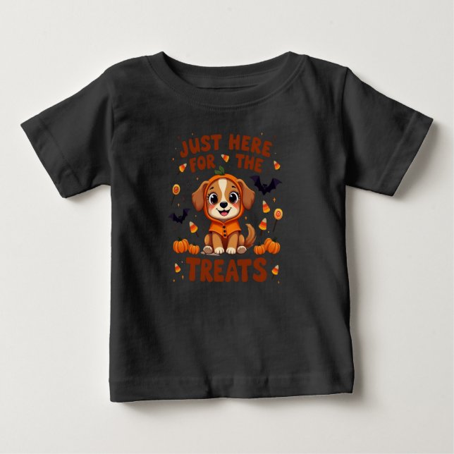 Just Here For The Treats Halloween Baby T-Shirt (Front)