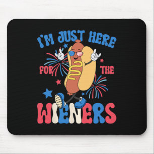 Just Here For The Weiners 4th Of July Funny Hot Do Mouse Pad