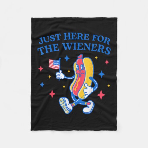 Just Here For The Wieners 4th Of July  Fleece Blanket