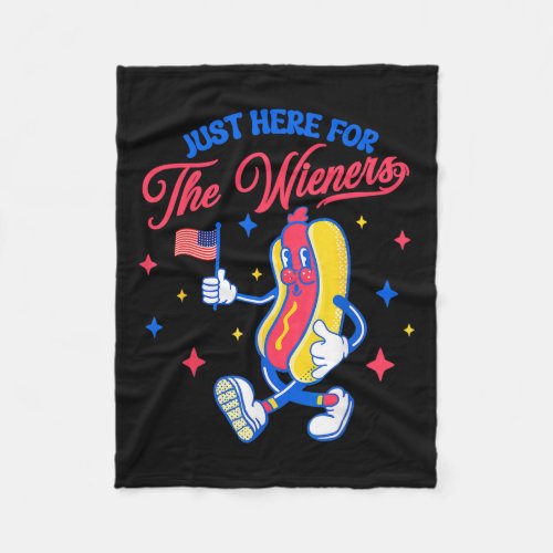 Just Here For The Wieners 4th Of July Hot Dog 1  Fleece Blanket