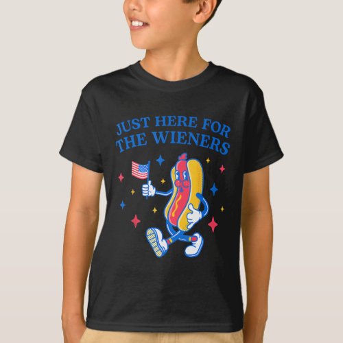 Just Here For The Wieners 4th Of July Hot Dog 4  T_Shirt